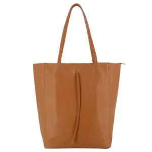 Sac à main femme shopping en cuir camel