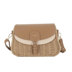 Sac banoulière paille à rabat Camel