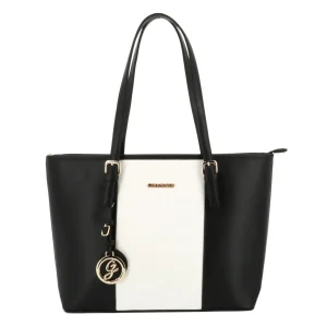 Sac de cours femme à rayures bicolores blanc