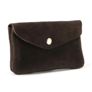 Grand portefeuille cuir suède compatible passeport Chocolat