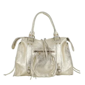 Sac à main bowling cuir irisé doré