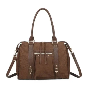 Grand sac bowling similicuir suédine femme Chocolat