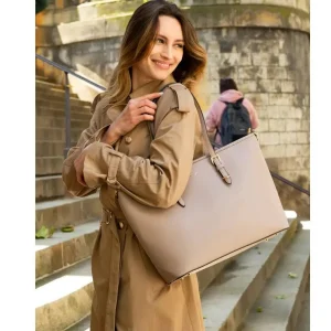 Grand sac à main cours femme taupe