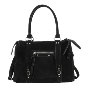 Grand sac cabas bowling effet daim Noir