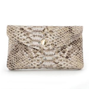Porte-monnaie femme cuir python 05S Taupe