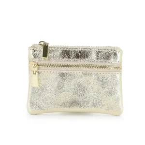Porte-monnaie femme cuir irisé 01 or