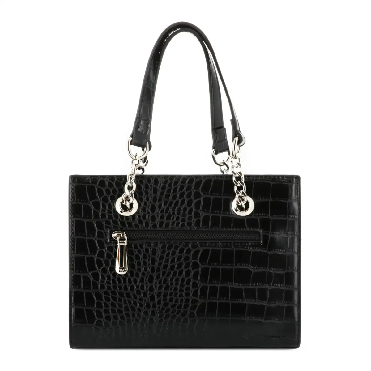 Sac à main bandoulière chaîne croco noir – Image 4