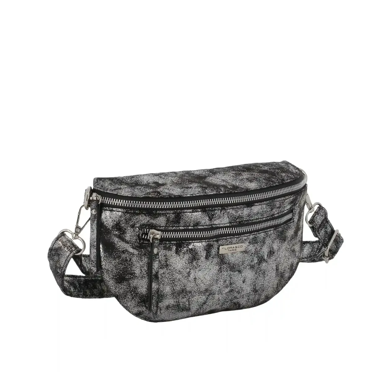 Sac banane bandoulière suédine gris argent – Image 3