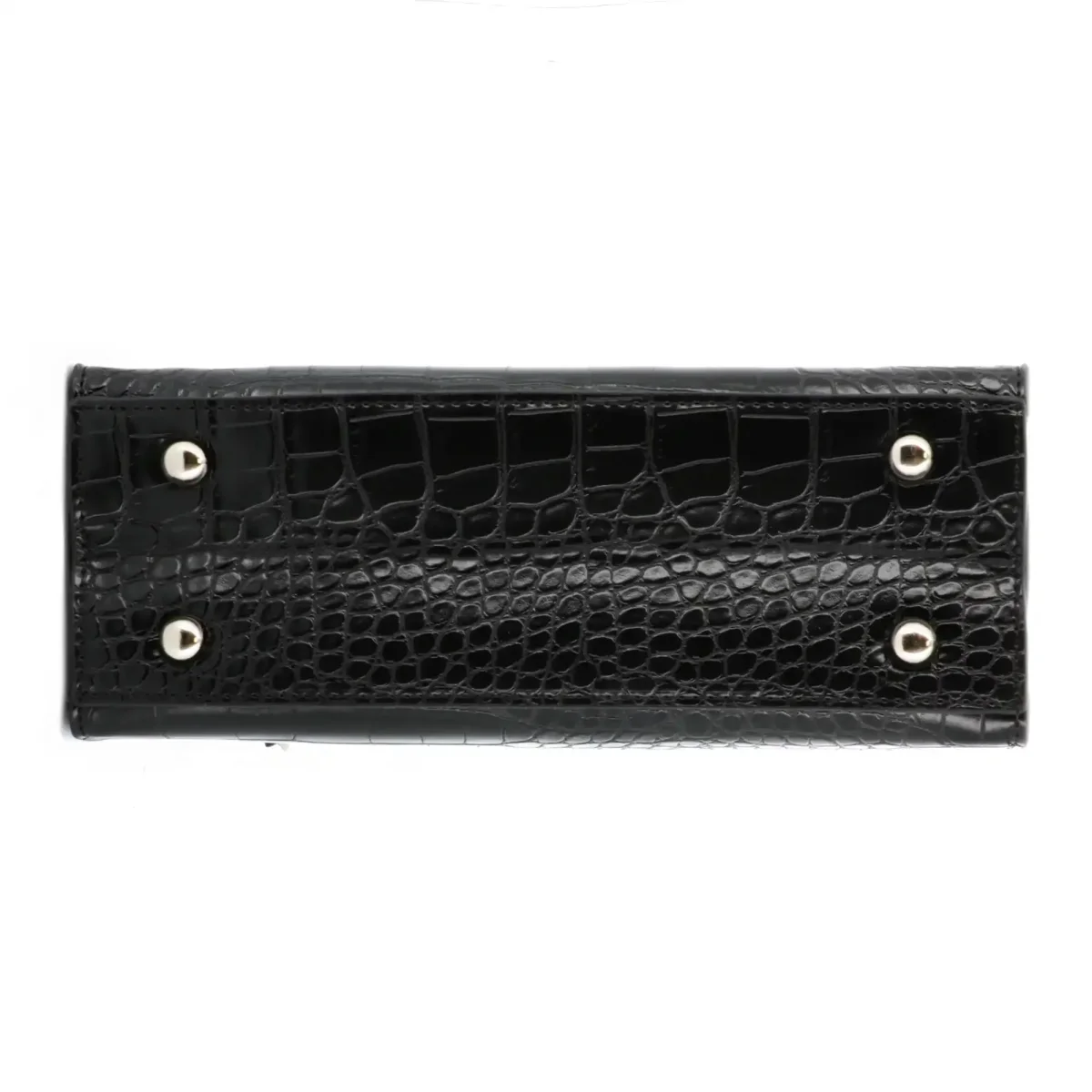Sac à main bandoulière chaîne croco noir – Image 8