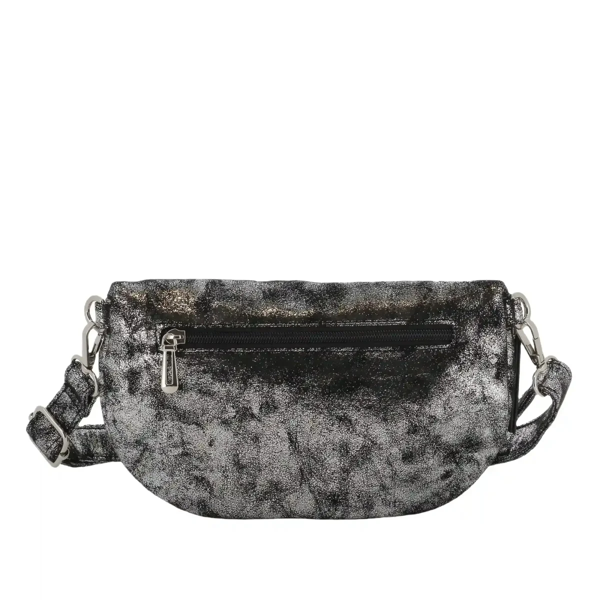 Sac banane bandoulière suédine gris argent – Image 5