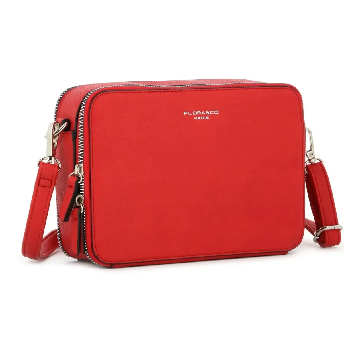 Sac caméra bandoulière femme 2 zip rouge – Image 3