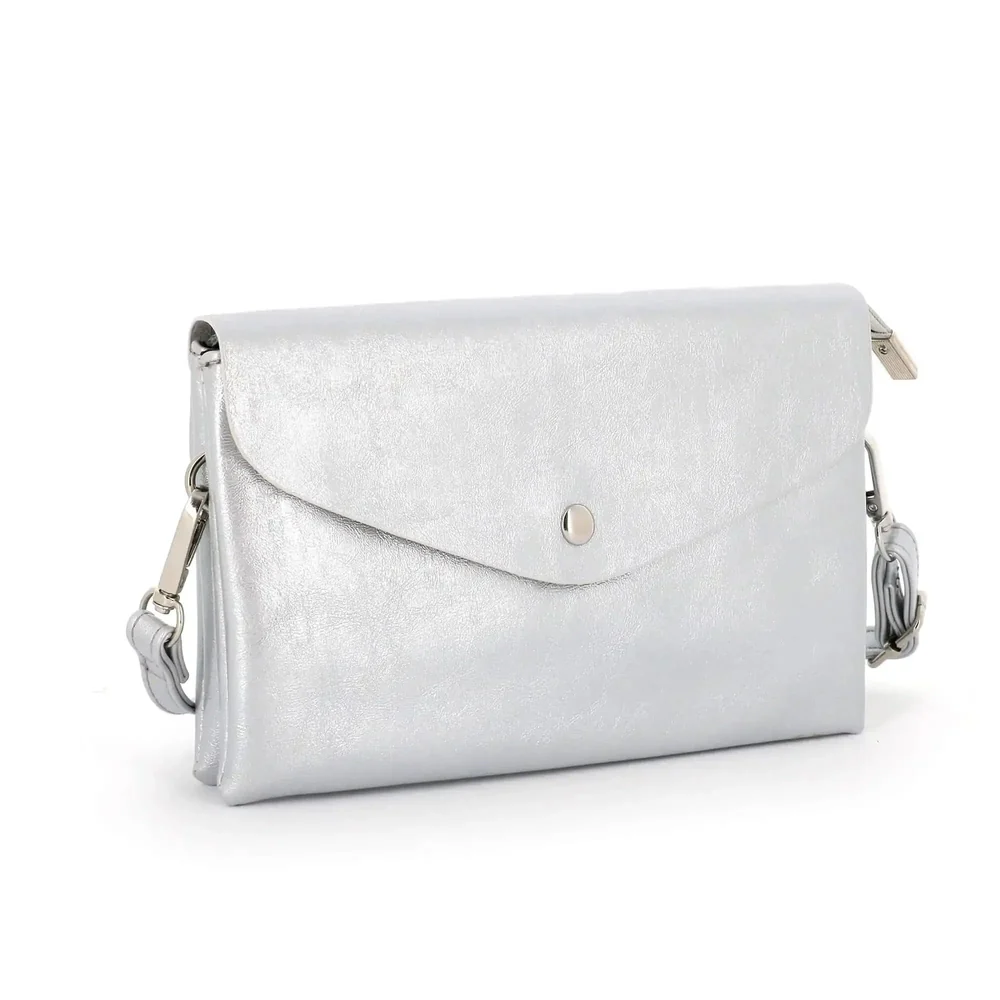 Sac bandoulière femme irisé souple argent – Image 3