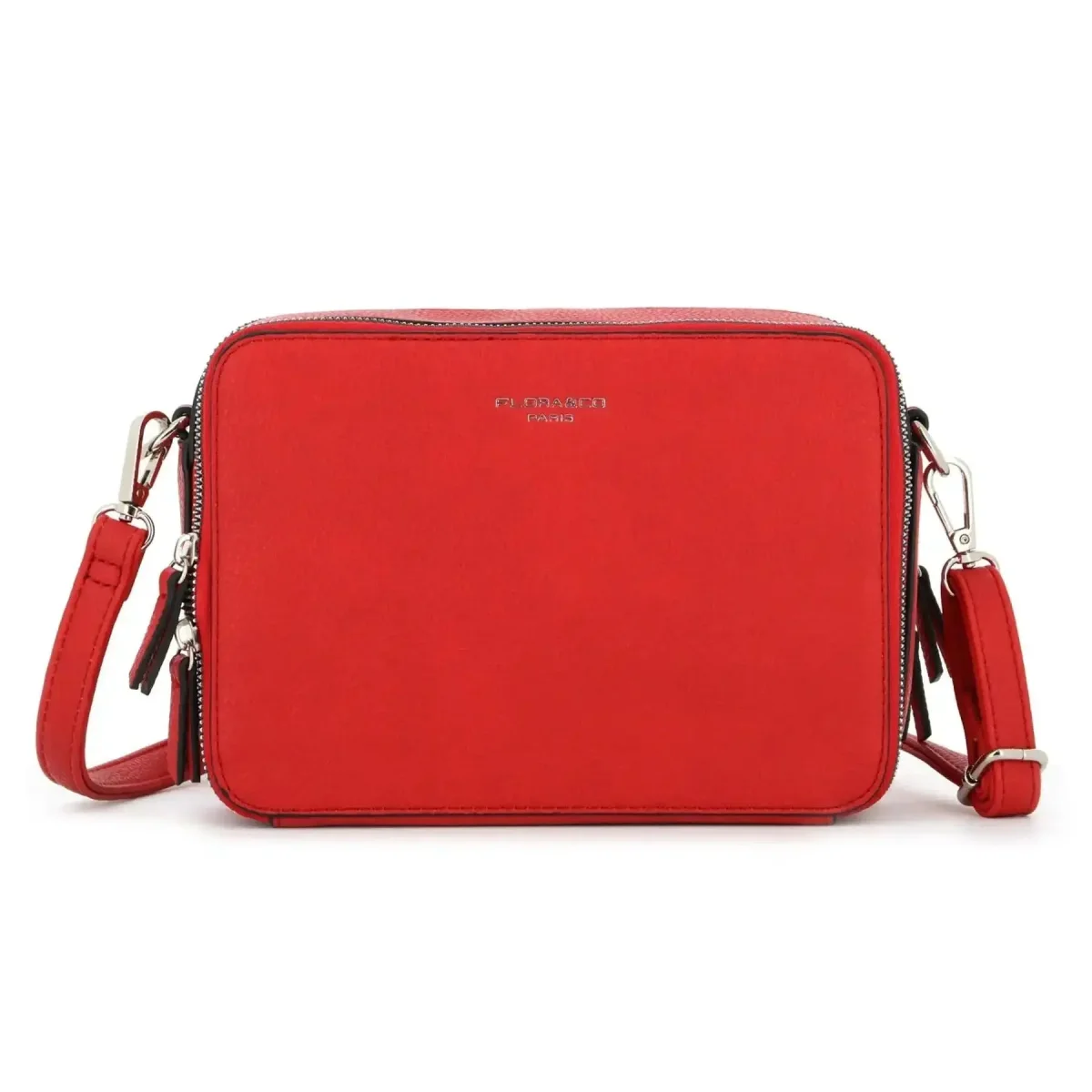 Sac caméra bandoulière femme 2 zip rouge – Image 2