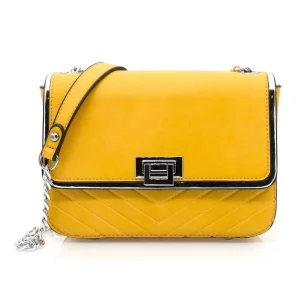 Sac bandoulière chaîne femme rigide moutarde