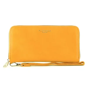 Portefeuille femme tout-en-un grainé moutarde