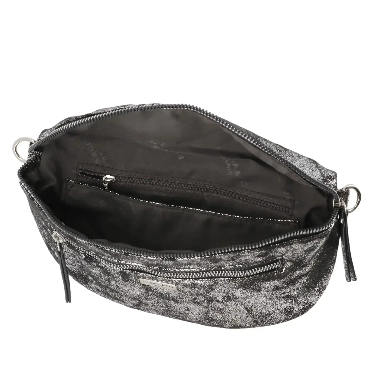 Sac banane bandoulière suédine gris argent – Image 6