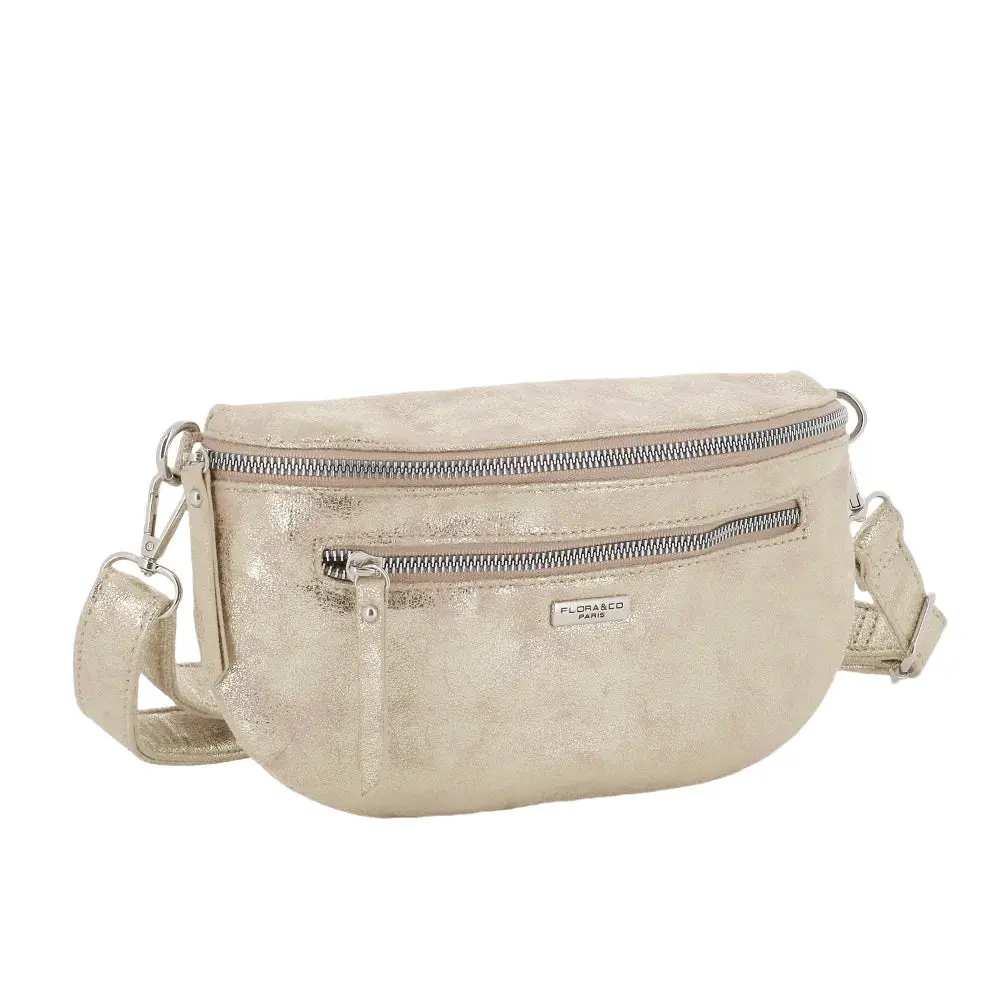 Sac banane bandoulière suédine Or Clair – Image 3