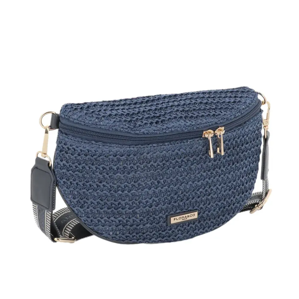 Sac banane paille tressé Bleu – Image 3