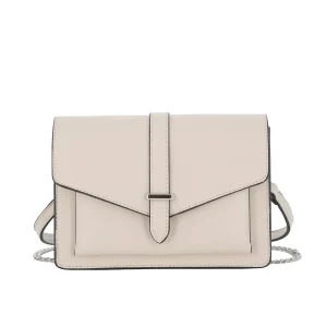 Sac double bandoulières chaîne à magnétique beige