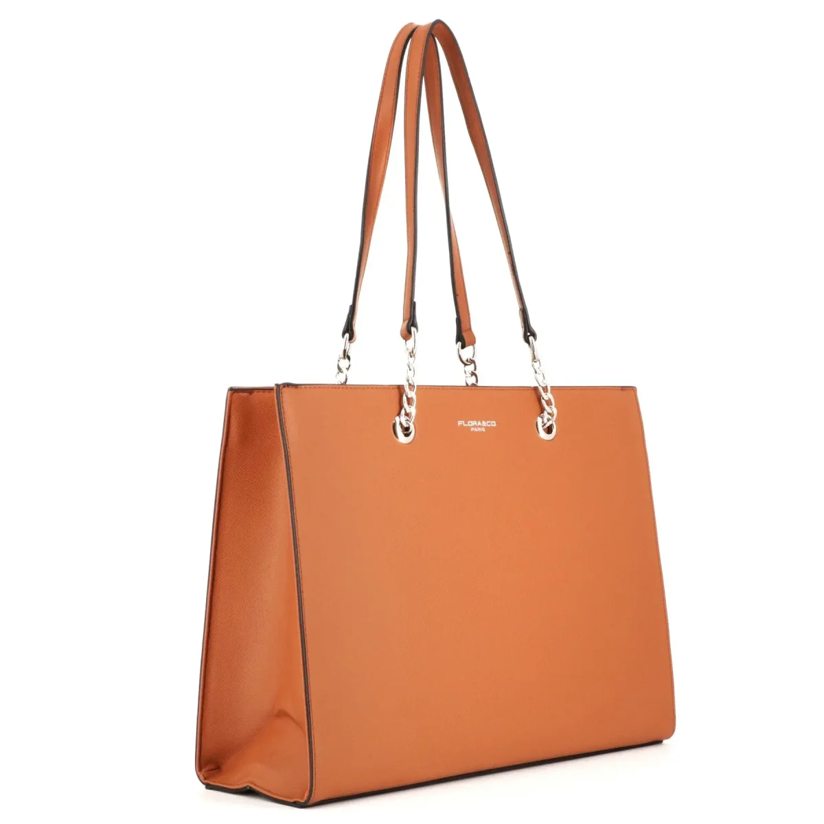 Sac femme cabas chaîne rigide a4 camel – Image 3