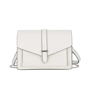 Sac double bandoulières chaîne à magnétique blanc