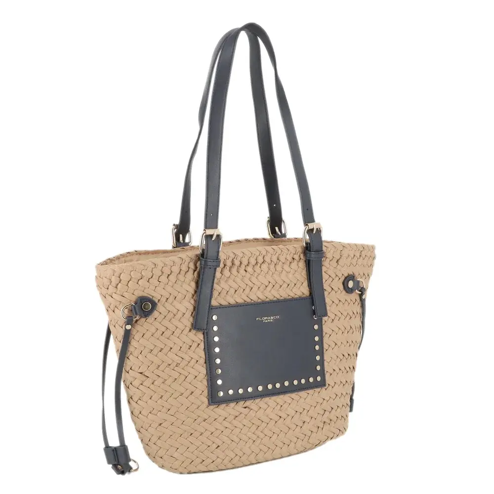Sac plage paille tressé Femme Bleu – Image 3