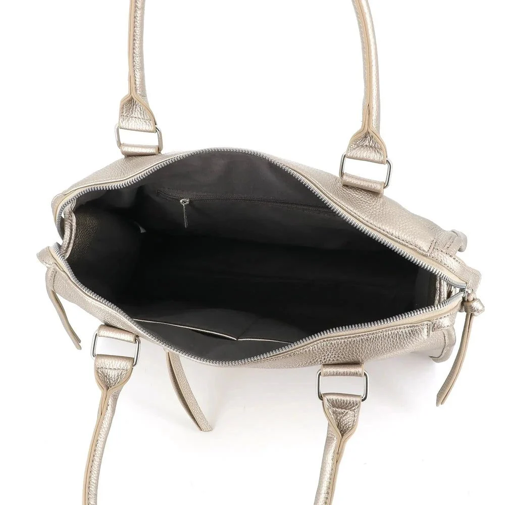 Petit Sac Bowling Taupe Métal Grainé – Image 5