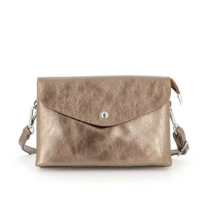 Sac bandoulière femme irisé rabat Marron Métal