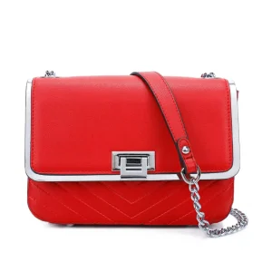 Sac bandoulière chaîne femme rigide rouge