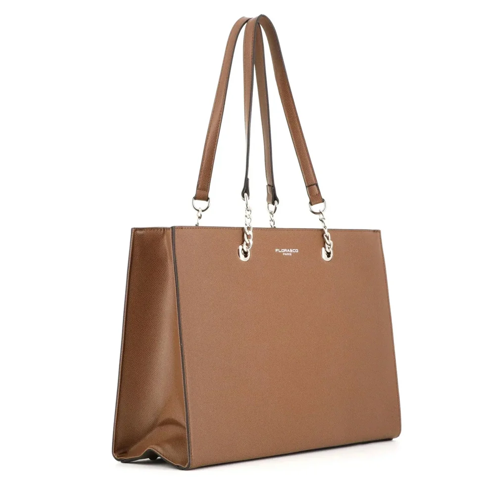 Sac femme cabas chaîne rigide a4 taupe – Image 3