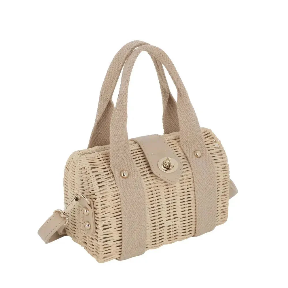 Petit sac bandoulière estival en paille Beige Taupe – Image 3