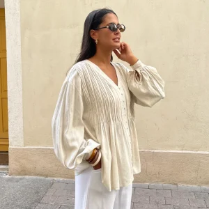Blouse ample en lin mélangé