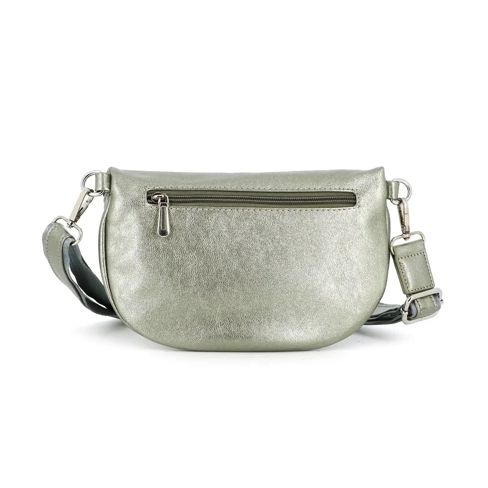 Sac banane femme irisé bandoulière taupe métal – Image 4