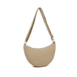 Sac bandoulière demi-lune canvas femme taupe
