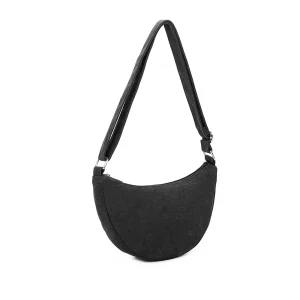 Sac bandoulière demi-lune canvas femme noir