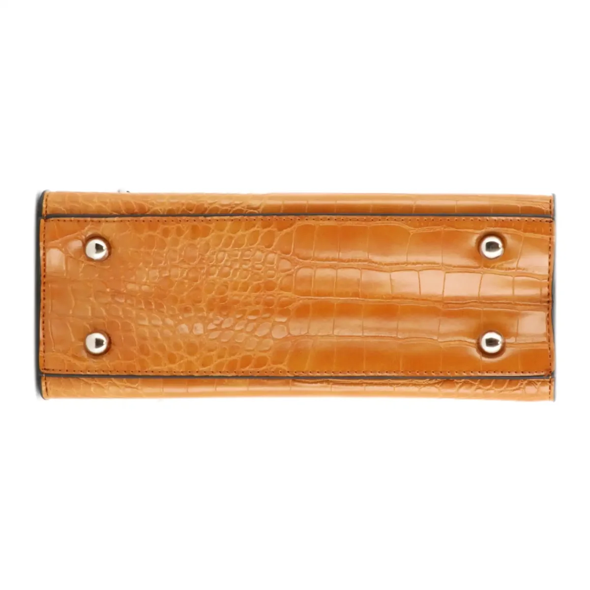 Sac à main bandoulière chaîne croco moutarde – Image 7