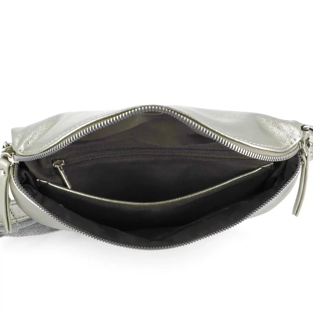 Sac banane femme irisé bandoulière taupe métal – Image 5