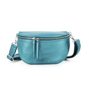 Sac banane femme irisé bandoulière bleu canard