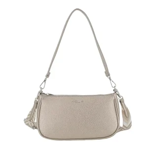 Sac baguette avec bandoulière Taupe Métal