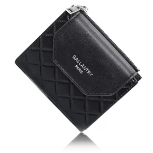 Portefeuille monnaie femme matélatissé noir