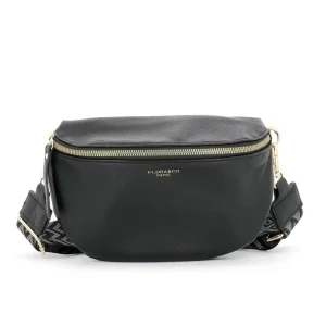 Sac banane femme brodée pu cuir grainé noir
