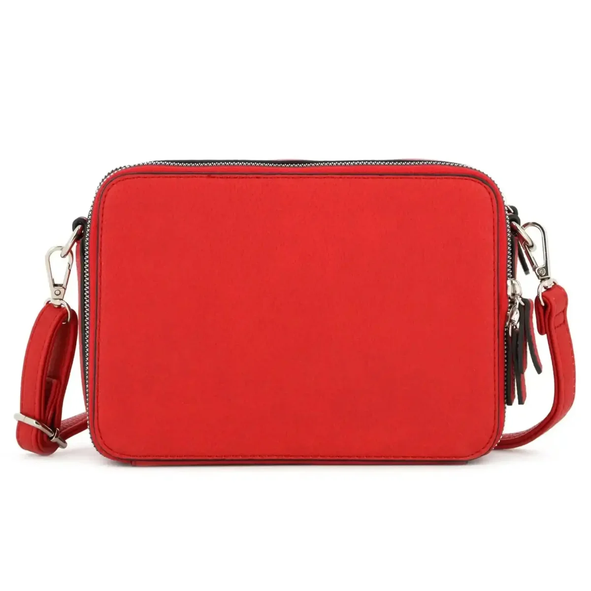 Sac caméra bandoulière femme 2 zip rouge – Image 4