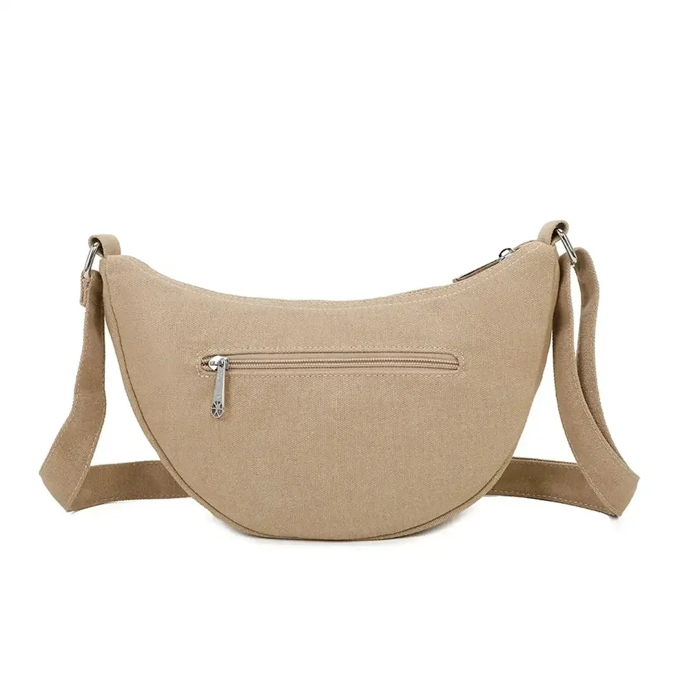 Sac bandoulière demi-lune canvas femme taupe – Image 6