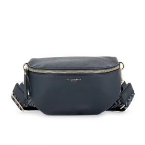 Sac banane femme brodée pu cuir grainé bleu