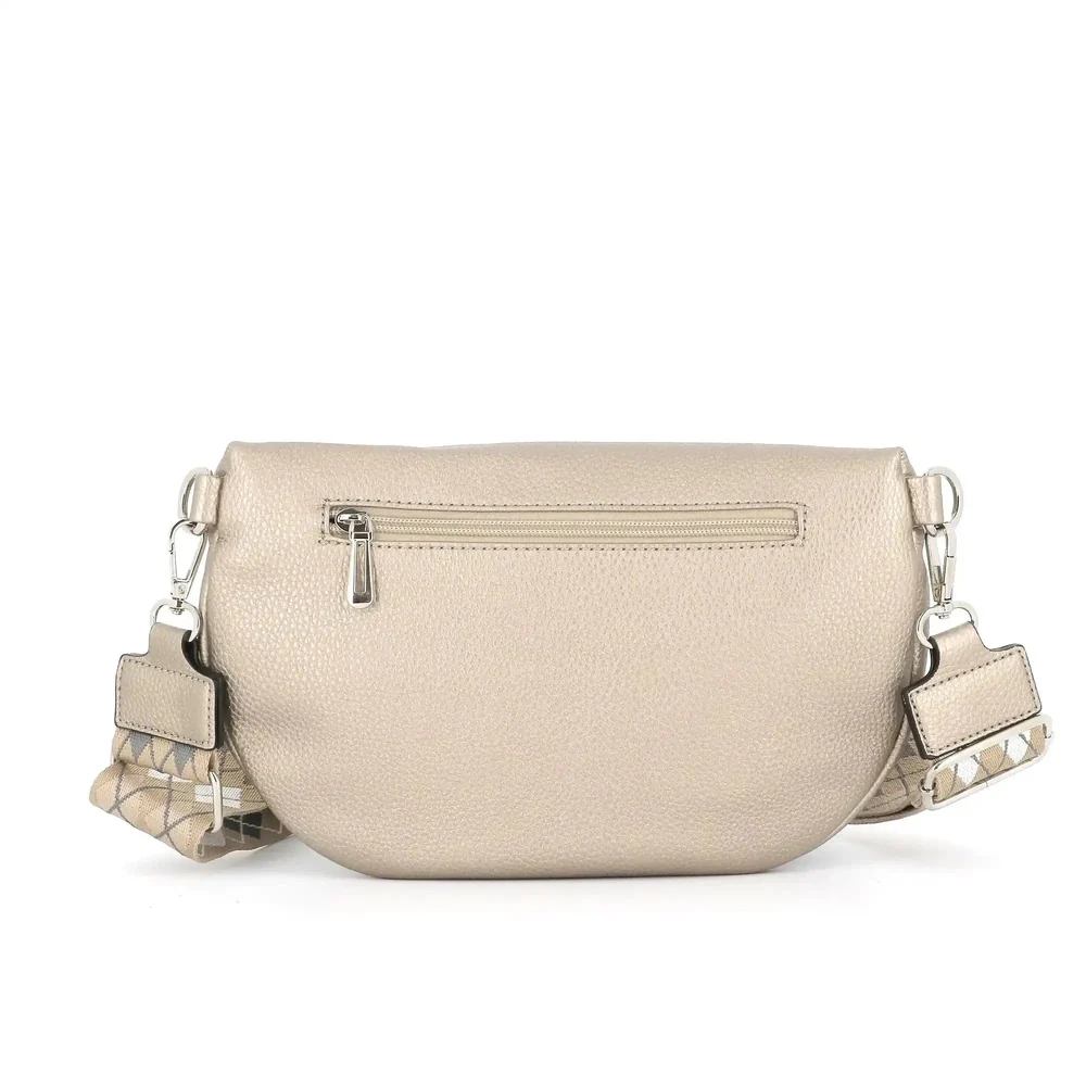 Sac banane femme pu cuir grainé taupe métal – Image 6