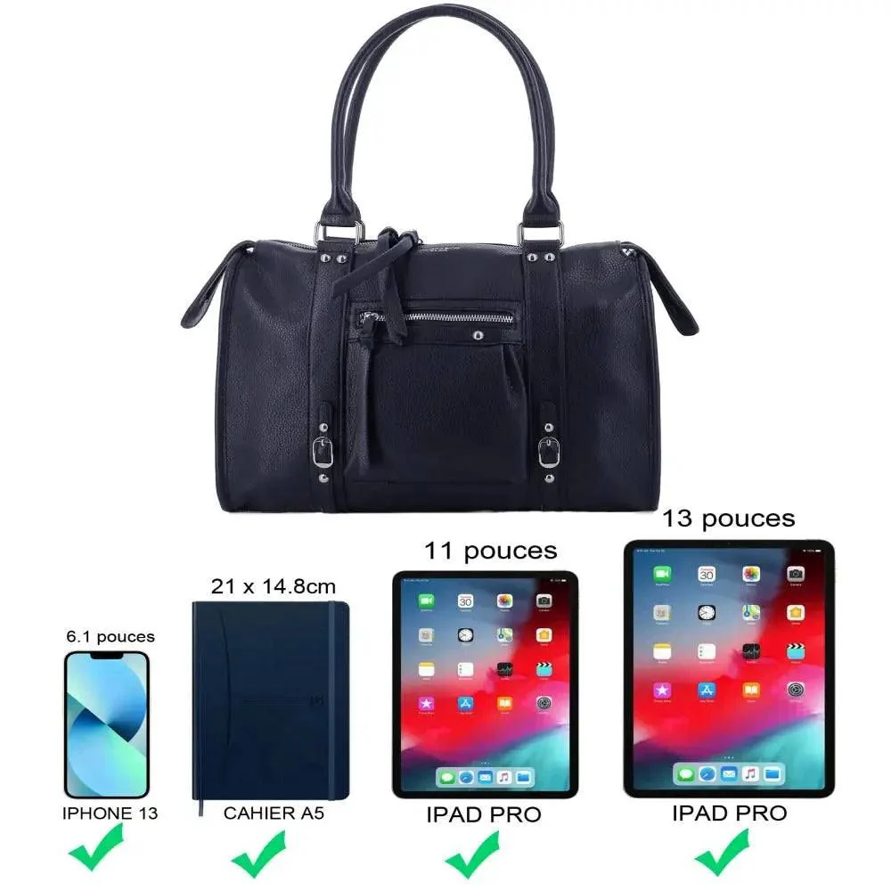 Grand sac à main bowling grainé bleu VORTEX – Image 4