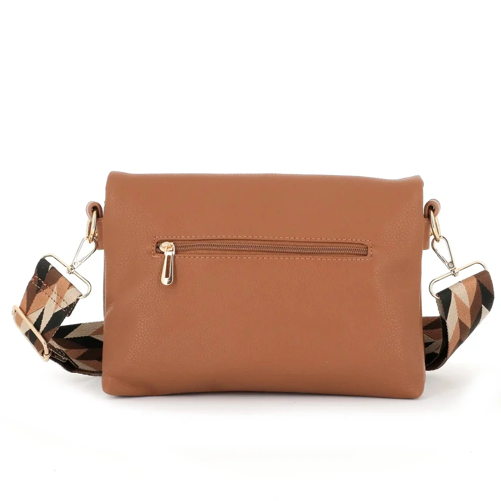 Sac bandoulière large multipoches camel – Image 4