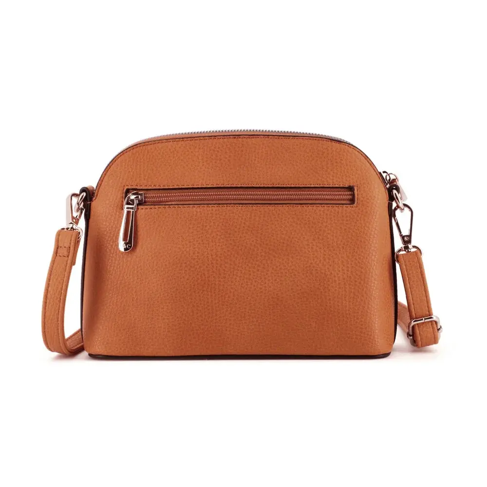 Sac bandoulière arrondi multi-poches Camel – Image 4