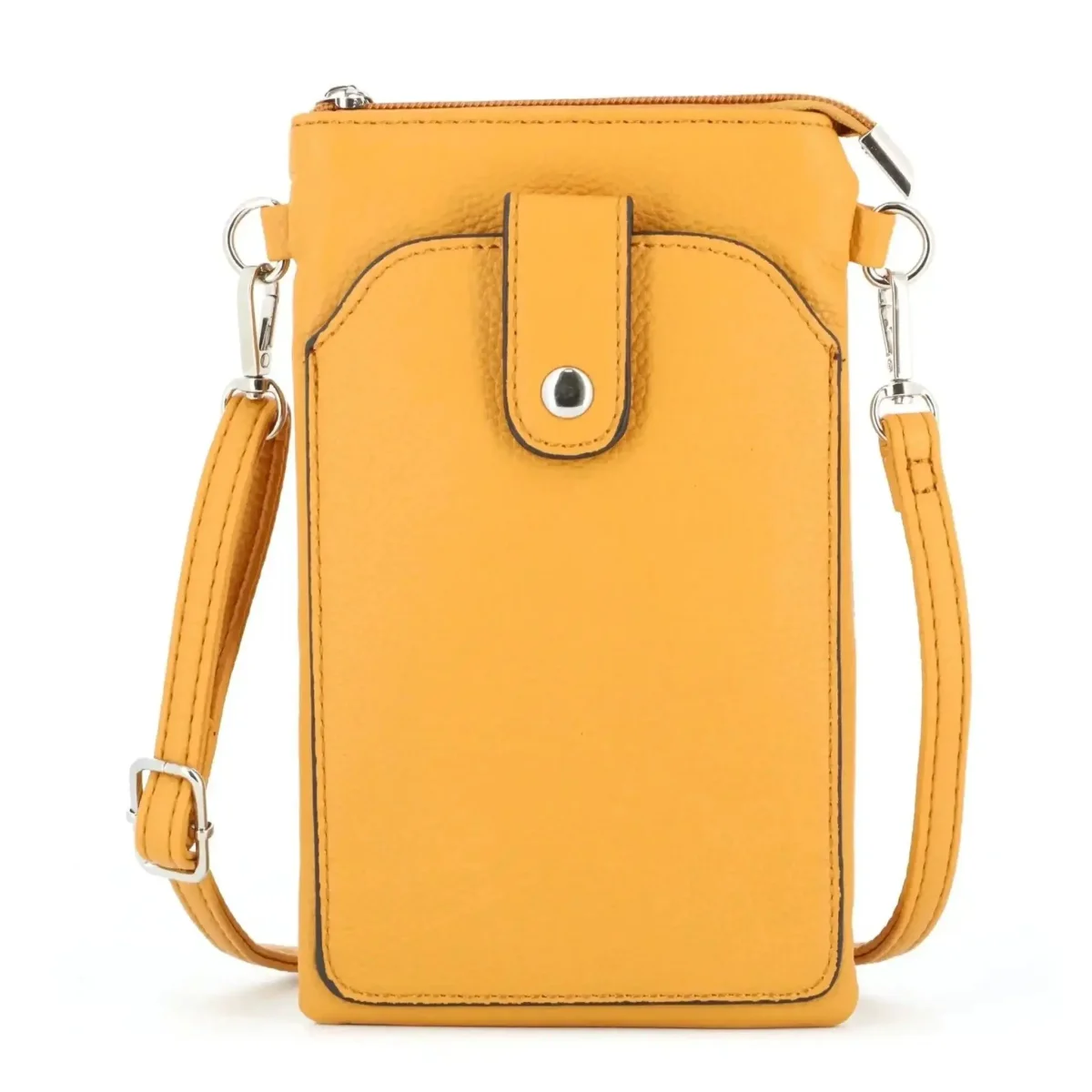 Pochette bandoulière téléphone femme moutarde – Image 2
