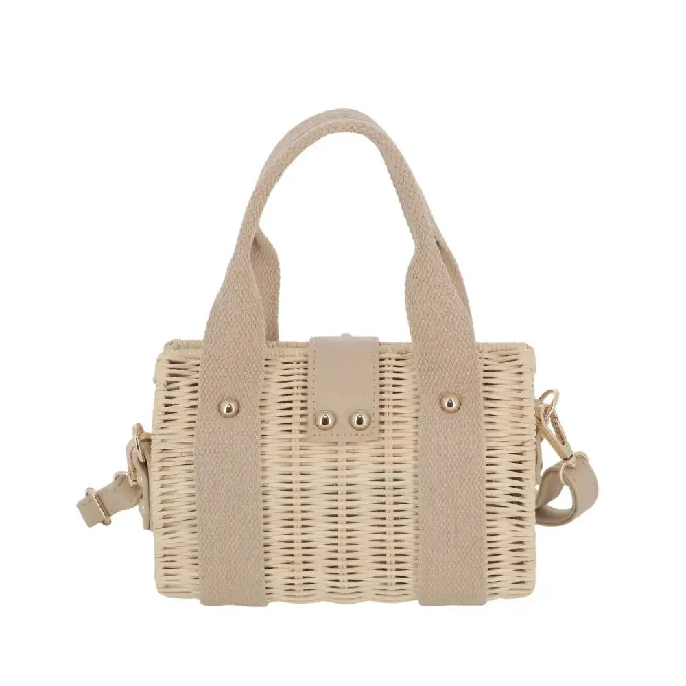 Petit sac bandoulière estival en paille Beige Taupe – Image 4